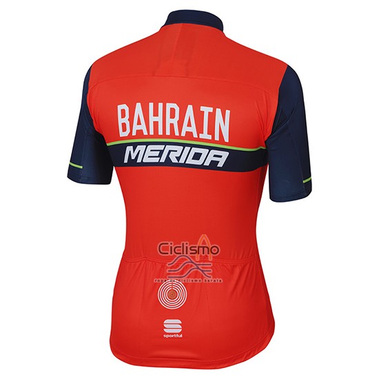Bahrain Merida Ropa Ciclismo Culotte Corto 2017 Mangas Cortas Rojo